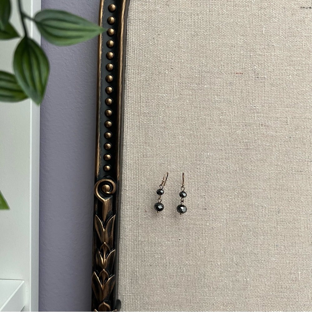 Dainty Earrings with Dark Grey Beads